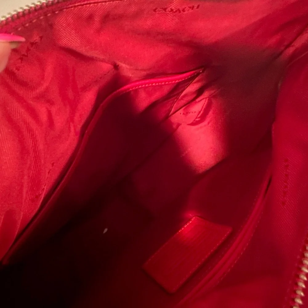 Coach Pebble Leather Turnlock Hobo Crossbody Bag- RED - Picture 9 of 16